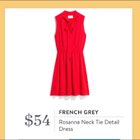 French Grey Neck Tie Detail Dress